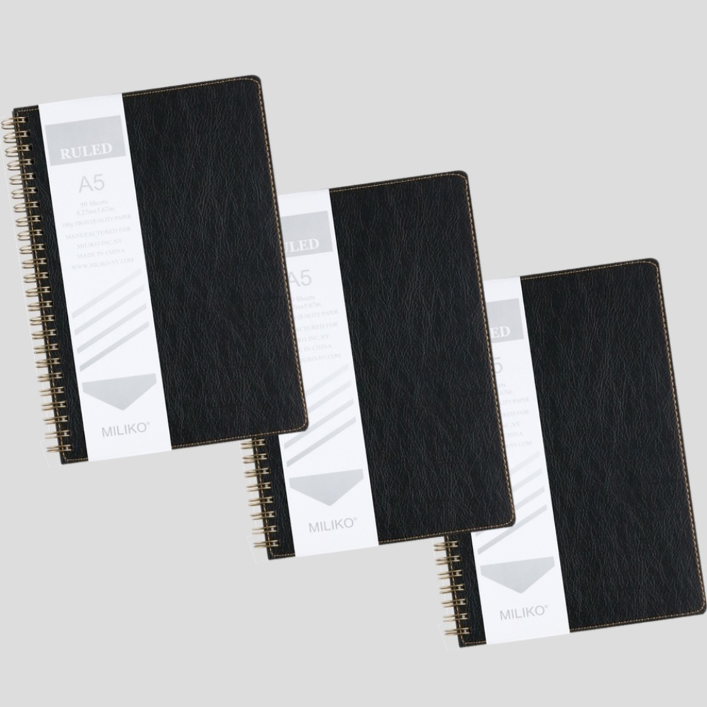 A5 PU LEATHER SOFTCOVER 3 NOTEBOOKS(COLLEGE RULED)